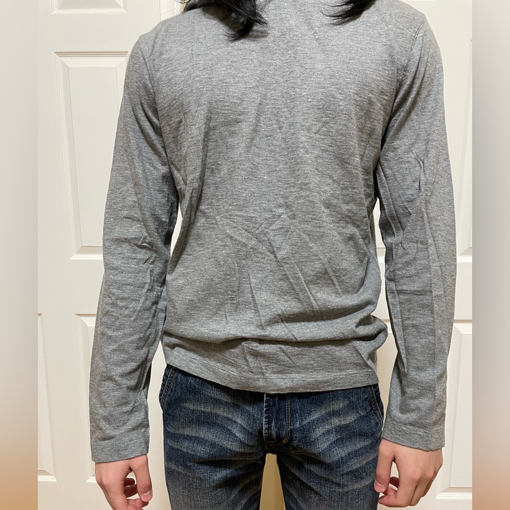 GAP Long Sleeve Hooded Shirt Size Medium In Grey